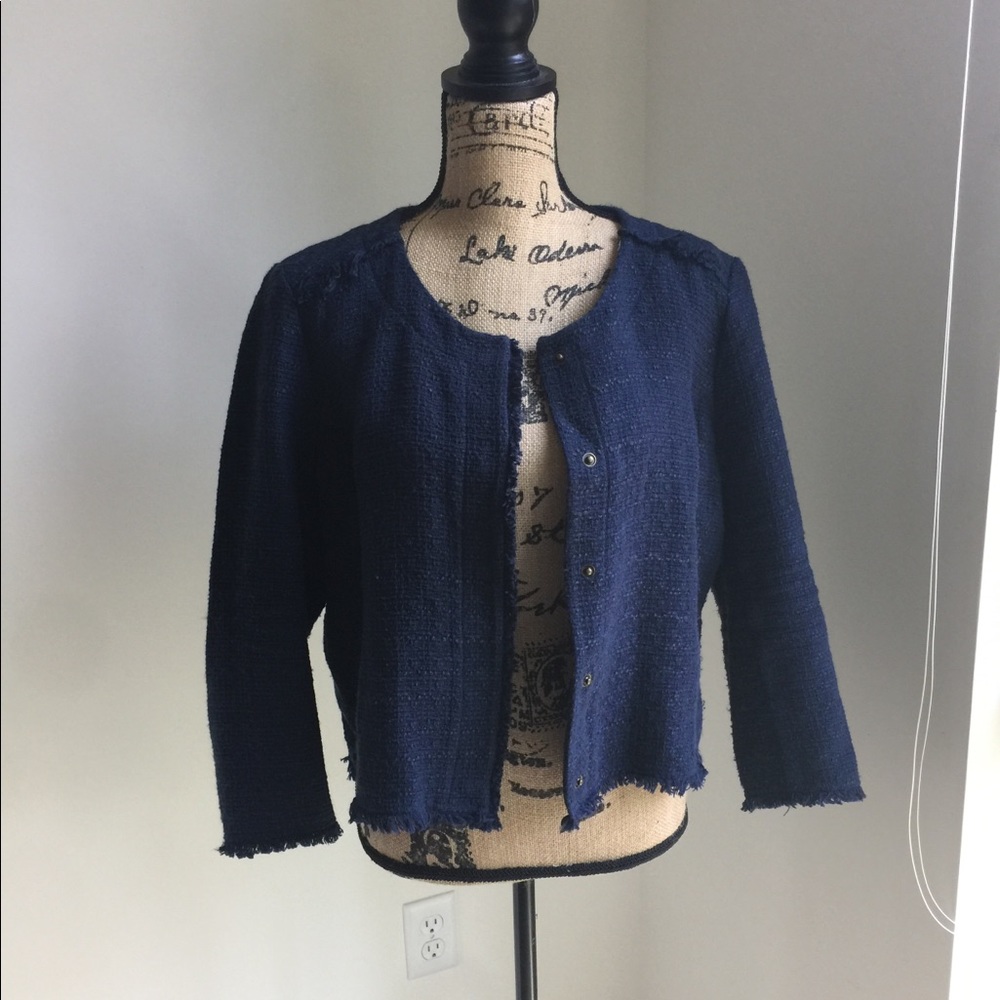 Lucky Brand  navy cropped woven jacket